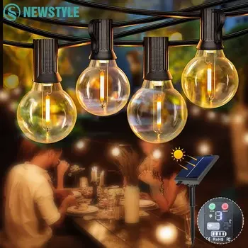 Солнечные уличные гирлянды 10M 7M G40 шаровые светильники для патио солнечные небьющиеся подвесные светильники для крыльца сада заднего двора