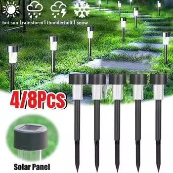 Солнечные уличные светильники, уличные садовые светильники, работающие от электричества, водонепроницаемые, ландшафтные дорожки для двора, заднего двора, лужайки, патио, декоративное светодиодное освещение plastics-2pcs теплый белый