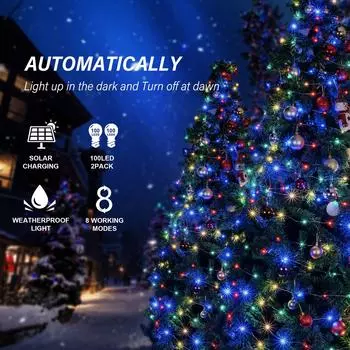 Солнечные уличные светодиодные гирлянды, уличная гирлянда, свадебное украшение для сада, новогодние рождественские светодиодные гирлянды, провод, 8 режимов 7M 50LED
