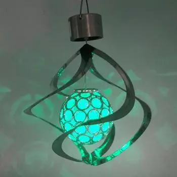 Солнечные ветровые колокольчики Ландшафтные светильники Из нержавеющей стали Наружное освещение Садовые светильники Подвесной светильник с изменением цвета серебряный