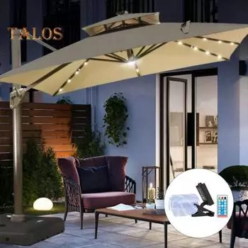 Солнечные зонтики Лампы-гирлянды с дистанционным управлением 8 режимов Регулируемое автоматическое включение/выключение Регулировка яркости IP65 Водонепроницаемые солнечные гирлянды B Warm light