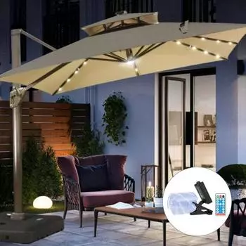 Солнечные зонтики Лампы-гирлянды с дистанционным управлением 8 режимов Регулируемое автоматическое включение/выключение Регулировка яркости IP65 Водонепроницаемые солнечные гирлянды B Warm light