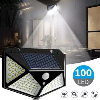Солнечный 100 светодиодный водонепроницаемый уличный фонарь, двор, лестница, сад, настенный светильник, украшение 100LED белый