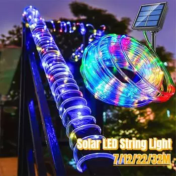 Солнечный 200 светодиодный шнур-светильник водонепроницаемый уличный гирлянда на солнечных батареях 8 режимов Рождество для сада двора праздничный декоративный светильник для дерева 7M 50LEDS теплый белый