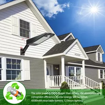 Солнечный 48LED наружное освещение детектор движения регулируемый пульт безопасности солнечный датчик внешний свет для стены сада White-6000k