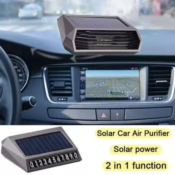 Солнечный автомобильный очиститель воздуха, солнечный USB-очиститель кислорода, генератор озона, очиститель воздуха с номерным знаком, USB-зарядка, двойная зарядка, автомобильные принадлежности чёрный