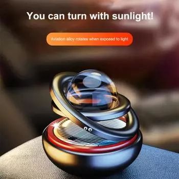 Солнечный автомобильный освежитель воздуха, вращающееся кольцо, прозрачный шар, длительный аромат, очистка воздуха, автоматический ароматерапевтический диффузор, орнамент, аксессуары для салона автомобиля чёрный