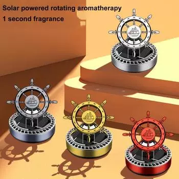 Солнечный автомобильный освежитель воздуха, вращающийся винтажный руль, длительный аромат, очистка воздуха, автоматический ароматерапевтический диффузор, орнамент, аксессуары для салона автомобиля чёрный