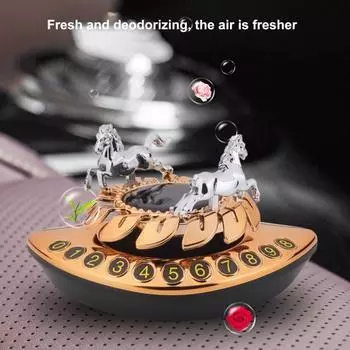 Солнечный автомобильный освежитель воздуха, временный парковочный номер, лошадь, орнамент, вращающийся, длительный аромат, очистка воздуха, автоматический диффузор для ароматерапии, украшение жёлтый