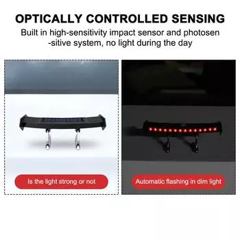 Солнечный автомобильный задний фонарь светодиодный задний спойлер на крыло датчик света мини-крыло модель украшения автомобильный стиль DIY автомобильные аксессуары чёрный