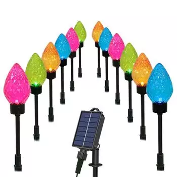 Солнечный большой светодиодный светильник в виде клубники, 12 шт., светодиодный декоративный светильник в виде клубники, 8 режимов, водонепроницаемый, подходит для украшения двора, исповедь One Size чёрный