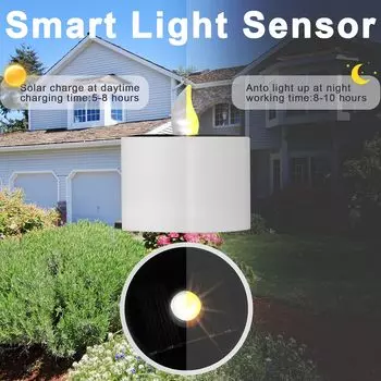 Солнечный чайный светильник светодиодные свечи беспламенные уличные водонепроницаемые солнечные чайные светильники перезаряжаемые свечи для вечеринки сад домашний декор 1-Pack теплый белый