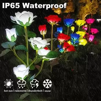 Солнечный цветок розы гирлянды водонепроницаемый садовый столб солнечный свет декоративные ландшафтные цветы задний двор вечеринка дорожка белый