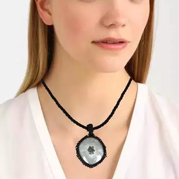 Солнечный друзовый драгоценный камень хеллоуин подарочные украшения макраме подарок для нее ожерелье