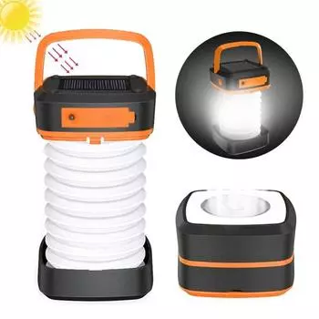 Солнечный фонарь для кемпинга, складной перезаряжаемый светодиодный светильник для кемпинга с ручкой, высокая яркость, 3 режима, водонепроницаемый фонарик, лампа для палатки оранжевый