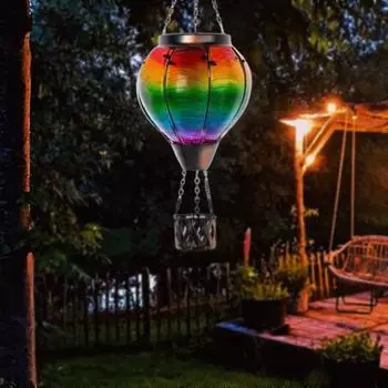 Солнечный фонарь, красочный подвесной светильник в форме воздушного шара, долговечный водонепроницаемый декоративный светильник для улицы небесно-голубой