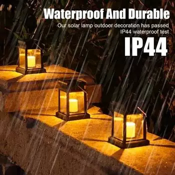 Солнечный фонарь-свеча, уличный светодиодный солнечный фонарь IP44, водонепроницаемый подвесной фонарь с автоматическим включением/выключением, солнечный ландшафтный светильник для двора 1pcs