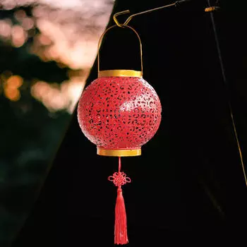 Солнечный фонарь, уличный подвесной китайский фонарь, праздничные украшения, металлические фонари для