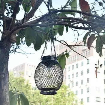 Солнечный фонарь, уличный подвесной водонепроницаемый настольный светодиодный светильник с металлическим выемчатым дизайном для крыльца, патио, дорожки