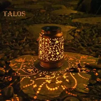 Солнечный фонарь водонепроницаемый металлический полый фонарь с рисунком бабочки и цветка на солнечной батарее светодиодный светильник для наружного декора сада, двора, патио Buttefly