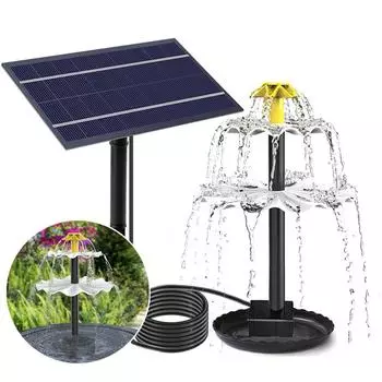 Солнечный фонтан для купания птиц, водный фонтан, самодельный водный ландшафтный солнечный фонтан, 3-уровневое украшение для купания птиц в саду, кормушка для птиц на открытом воздухе CHINA