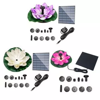 Солнечный фонтан лотоса, плавающий садовый фонтан, искусственный фонтан с цветами лотоса для декора открытого бассейна фиолетовый