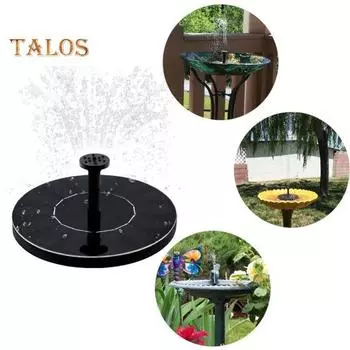 Солнечный фонтанный насос для птичьей купальни. Экологически чистый солнечный фонтан с 6 насадками. Простота установки. Открытый фонтан для садового пруда, бассейна. чёрный