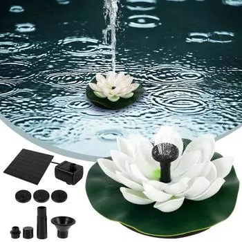 Солнечный фонтанный насос Lotus Floating Water Feature Bird Bath Pond Солнечный насос с 4 насадками для садового украшения на открытом воздухе 1.4W/7V