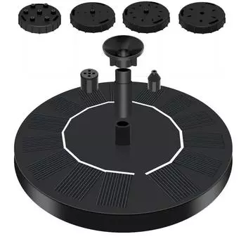 Солнечный фонтанный насос, плавающая солнечная панель, поилка для птиц, водный фонтан с 4 насадками для сада, наружного водоема, пруда, декора 13cm чёрный