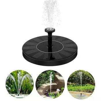 Солнечный фонтанный насос с 6 насадками, разбрызгиватель воды на солнечной энергии для аквариума, пруда, бассейна, садового декора Round 13cm чёрный