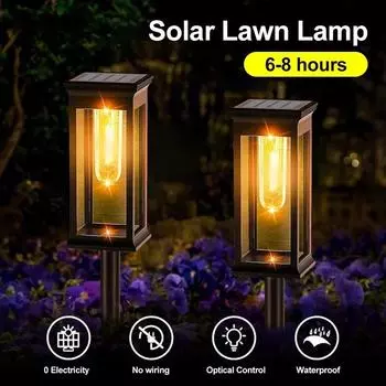 Солнечный газонный светильник, уличный светодиодный вольфрамовый солнечный заземляющий садовый светильник, водонепроницаемый садовый декоративный ландшафтный светильник 1PC