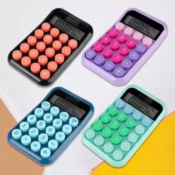 Солнечный и батарейный двойной источник питания 10 цифр Дофамин Маленький солнечный калькулятор Круглые кнопки Студенческие канцелярские принадлежности Портативный Большой ЖК-дисплей Настольный Orange