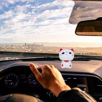 Солнечный качающийся кот на приборной панели автомобиля, украшение интерьера, очаровательное животное, качающаяся голова, танцующая игрушка для обучающего стола чёрный