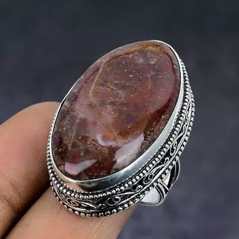 Солнечный камень драгоценный камень ручной работы из стерлингового серебра 925 пробы подарок ювелирное изделие кольцо размер 7.5 p0K51
