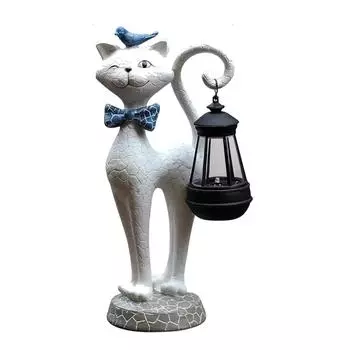 Солнечный кот, Милая фигурка | Водонепроницаемые смоляные украшения для двора, крыльца, патио, заднего двора, балкона One Size