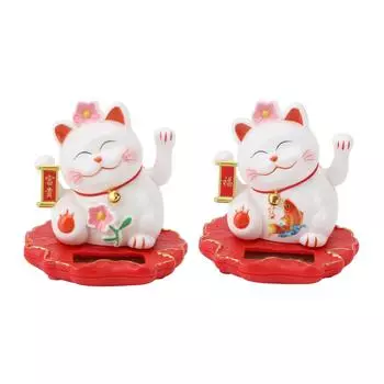 Солнечный кот удачи Яркий милый китайский кот, работающий на солнечной энергии, машущая рукой, кот удачи для домашнего офиса и Ca 2314A