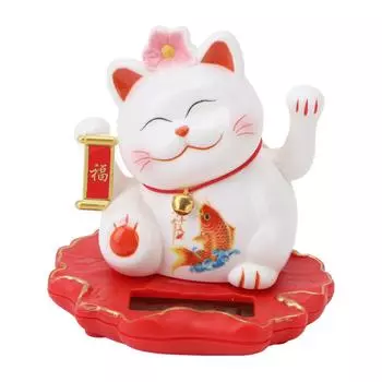 Солнечный кот удачи Яркий милый китайский кот, работающий на солнечной энергии, машущая рукой, кот удачи для домашнего офиса и