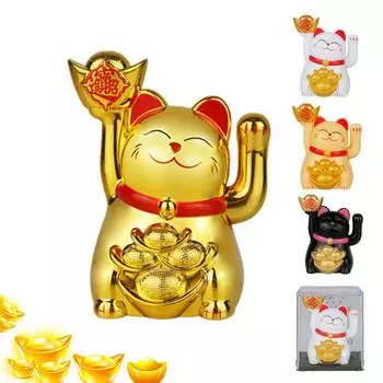 Солнечный Maneki Neko Lucky Cat 2 дюйма Солнечный автоматический машущая Lucky Cat автомобиль кассир украшение магазин Feng Shui Cat белый