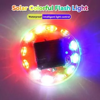 Солнечный мотоцикл на 12 светодиодов, сигнальная лампа для ночного вождения, противотуманный фонарь с RGB-светоотражающей наклейкой зелёный