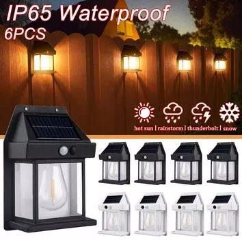 Солнечный настенный светильник, вольфрамовый водонепроницаемый беспроводной датчик движения, охранные лампы от заката до рассвета, наружное освещение для патио, крыльца, гаража Solar