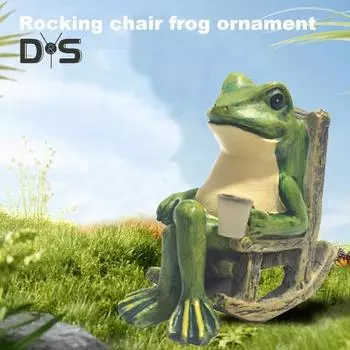 Солнечный ночник-лягушка, водонепроницаемое кресло-качалка из смолы, фигурка лягушки, солнечные светильники, садовая лягушка, наружное украшение, светильник для двора, патио, балкона Frog