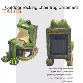 Солнечный ночник-лягушка, водонепроницаемое кресло-качалка из смолы, фигурка лягушки, солнечные светильники, садовая лягушка, наружное украшение, светильник для двора, патио, балкона Frog