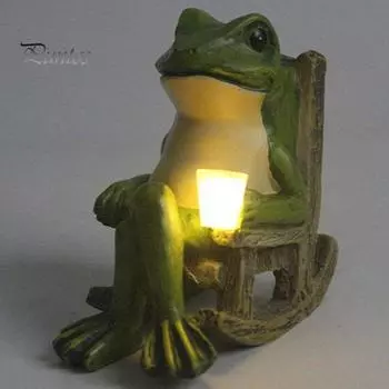 Солнечный ночник-лягушка, водонепроницаемое кресло-качалка из смолы, фигурка лягушки, солнечные светильники, садовая лягушка, наружное украшение, светильник для двора, патио, балкона Frog