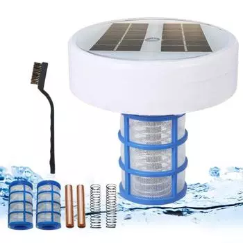 Солнечный очиститель воды, очиститель бассейна на солнечной энергии, плавающий очиститель воды с 2 медными элементами для пресноводных бассейнов с соленой водой, спа S