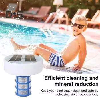 Солнечный очиститель воды, очиститель бассейна на солнечной энергии, плавающий очиститель воды с 2 медными элементами для пресноводных бассейнов с соленой водой, спа S