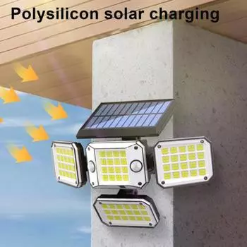 Солнечный охранный светильник с дистанционным управлением, несколько режимов индукции, водонепроницаемый IP65, простая установка, супер яркий светодиодный датчик движения