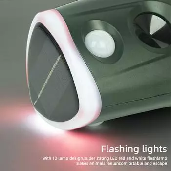 Солнечный отпугиватель кротов, ультразвуковой уличный отпугиватель вредителей, птиц, белок, животных, IP66, водонепроницаемый 360° зелёный