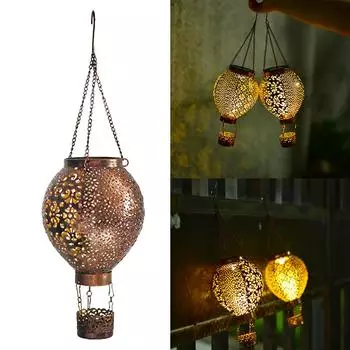 Солнечный подвесной светильник в виде воздушного шара IP65 водонепроницаемый светодиодный прожекторный светильник в виде ретро-воздушного шара для внутреннего и наружного сада и двора A