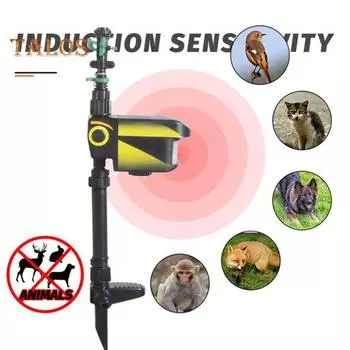 Солнечный поливочный спринклер, отпугивающий животных, регулируемый поливочный автомат для сада, система распыления воды для полива газона на заднем дворе чёрный