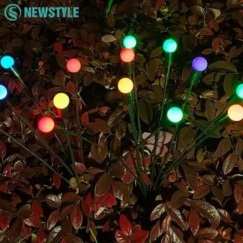 Солнечный RGB Светлячок 8/10 светодиодный уличный Светлячок садовый светильник водонепроницаемый качающийся Фея для украшения двора патио солнечный заряд